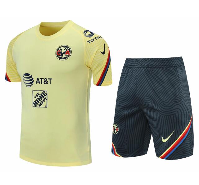 2021/22 Club America Yellow Training Kits Shirt with Shorts